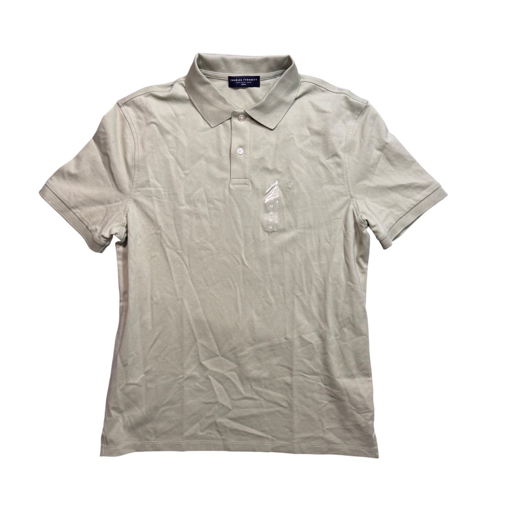 Charles Tyrwhitt Mens Sage Green Cotton Pique Polo Shirt Medium
